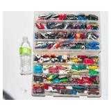 Assorted Toy Car Lot – Mattel & Hot Wheels with 2 Storage Containers