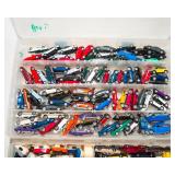 Assorted Toy Car Lot – Mattel & Hot Wheels with 2 Storage Containers