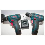 Bosch 12V Drill & Bit Set Lot – 2 Drills, Batteries & Charger Included