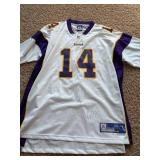 Brad Johnson Minnesota Vikings jersey, white with purple lettering