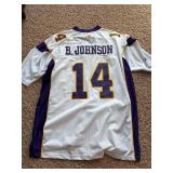 Brad Johnson Minnesota Vikings jersey, white with purple lettering