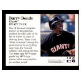 1995 Fleer Headliner Insert Card Barry Bonds