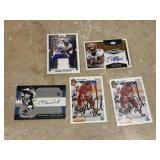 Football and Hockey Autographed and Jersey Card Lot, 5 Cards