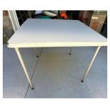Square Folding Card Table White Plastic Top Metal Legs Good Cond