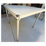 Square Folding Card Table White Plastic Top Metal Legs Good Cond