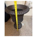 Pair of Large Urn Style Outdoor Planters Brown Pedestal 31in