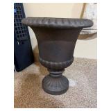 Pair of Large Urn Style Outdoor Planters Brown Pedestal 31in