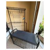 Metal Sports Equipment Storage Rack Bench Seat Organizer Black