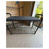 Metal Sports Equipment Storage Rack Bench Seat Organizer Black