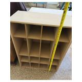 Wood Shoe Rack Cubby Storage Organizer Light Finish 16 Compartments