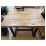 Rustic Industrial Dining Table Wood Look Top Black Base 52 In