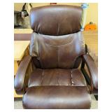 Brown Executive Office Chair Wood Arms High Back Fair Condition