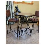 3 Pc Pub Height Dining Set Round Table & 2 Chairs Metal Wood Top from Pier 1