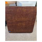 Square Card Table Brown Faux Woodgrain Top Rounded Corners Good