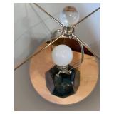 Contemporary Faceted Smoked Glass Table Lamp w Shade 18.5in Tall