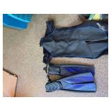 Mares Snorkel Gear Lot Wetsuit XL Fins Booties Mask Snorkels