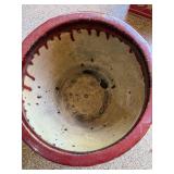 Large Glazed Ceramic Planter Pot Red Olive Drip Glaze 15in Good