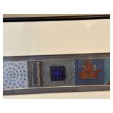 Signed Framed Mixed Media Collage Wall Art Panoramic Botanical Design