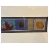 Signed Framed Mixed Media Collage Wall Art Panoramic Botanical Design