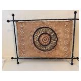 Southwestern Metal Frame Wall Mirror With Laced Hide Panel 31 x 20
