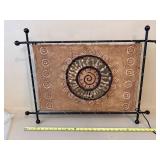 Southwestern Metal Frame Wall Mirror With Laced Hide Panel 31 x 20
