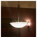 Hubbardton Forge Handcrafted Steel and Glass Hanging Bowl Pendant Ceiling Light Frosted Glass Dark Metal Fixture