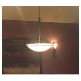 Hubbardton Forge Handcrafted Steel and Glass Hanging Bowl Pendant Ceiling Light Frosted Glass Dark Metal Fixture