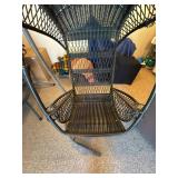 Pier 1 Wicker Hanging Egg Chair with Stand Black Resin Rattan Patio Seat