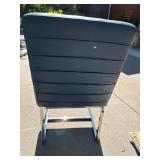 6 Blue Upholstered Dining Chairs Chrome Sled Base 37in Tall