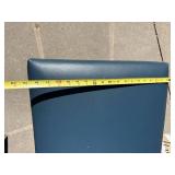 6 Blue Upholstered Dining Chairs Chrome Sled Base 37in Tall
