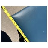 6 Blue Upholstered Dining Chairs Chrome Sled Base 37in Tall