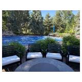 Set of 4 Outdoor Patio Rocking Arm Chairs Black Metal White Cushions