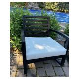 Set of 4 Outdoor Patio Rocking Arm Chairs Black Metal White Cushions