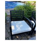 Set of 4 Outdoor Patio Rocking Arm Chairs Black Metal White Cushions