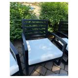 Set of 4 Outdoor Patio Rocking Arm Chairs Black Metal White Cushions