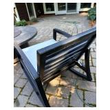 Set of 4 Outdoor Patio Rocking Arm Chairs Black Metal White Cushions