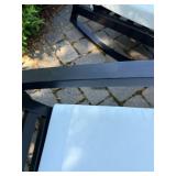Set of 4 Outdoor Patio Rocking Arm Chairs Black Metal White Cushions