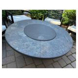OW Lee Santorini 42" Round Outdoor Wrought Iron Fire Pit Table w/ Cover