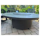 OW Lee Santorini 42" Round Outdoor Wrought Iron Fire Pit Table w/ Cover