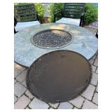 OW Lee Santorini 42" Round Outdoor Wrought Iron Fire Pit Table w/ Cover