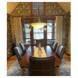 Stanley Furniture Urban Comfort Mahogany Dining Set Table 6 Leather Chairs