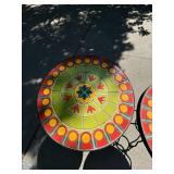 Pair of Pier 1 Mosaic Tile Top Plant Stands Side Tables 16in Round Iron Base