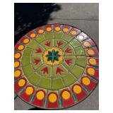 Pair of Pier 1 Mosaic Tile Top Plant Stands Side Tables 16in Round Iron Base