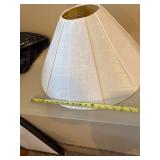 Pair Decorative Metal Scroll Table Lamps w Ivory Shades 23in Tall