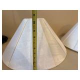 Pair Decorative Metal Scroll Table Lamps w Ivory Shades 23in Tall