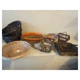 Assorted Wicker Basket Collection 8 Piece Decorative Serving Storage Set