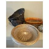 Assorted Wicker Basket Collection 8 Piece Decorative Serving Storage Set