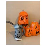 Vintage Halloween Pumpkin Decor Lot 9 Pc Light-Up Blow Mold Style