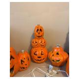 Vintage Halloween Pumpkin Decor Lot 9 Pc Light-Up Blow Mold Style