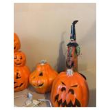 Vintage Halloween Pumpkin Decor Lot 9 Pc Light-Up Blow Mold Style
